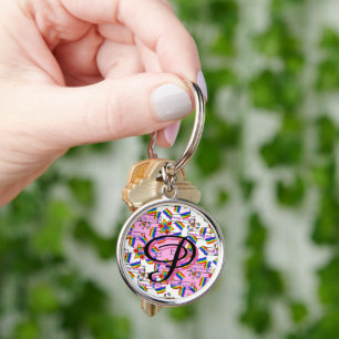 Rainbow Mandala Pride Monogram - Vibrant Geometric Key Ring