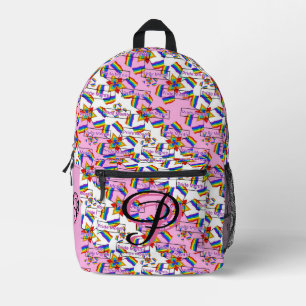Rainbow Mandala Pride Monogram - Vibrant Geometric Printed Backpack