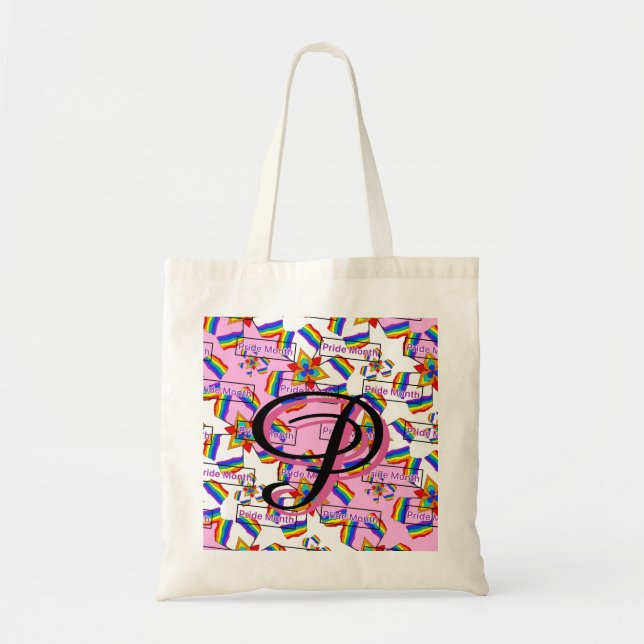 Rainbow Mandala Pride Monogram - Vibrant Geometric Tote Bag (Front)