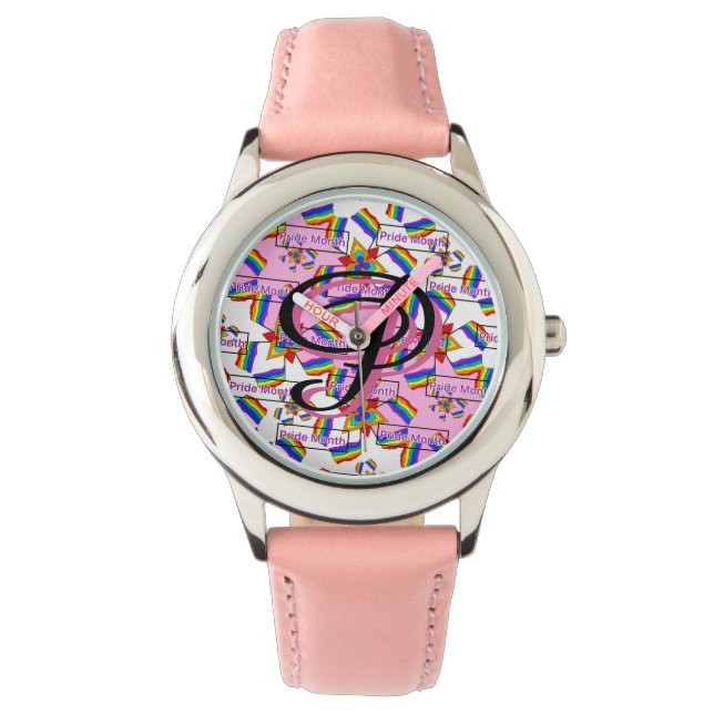 Rainbow Mandala Pride Monogram - Vibrant Geometric Watch (Front)