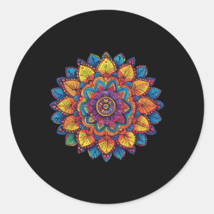 Rainbow Mandala Spiritual Geometry Classic Round Sticker