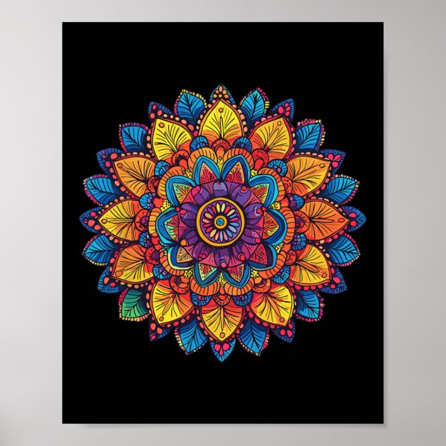 Rainbow Mandala Spiritual Geometry  Poster (Front)