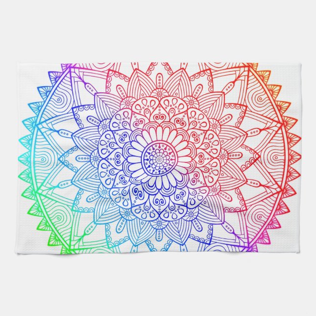 Rainbow Mandala Tea Towel (Horizontal)