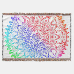 Rainbow Mandala Throw Blanket