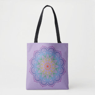 Rainbow mandala tote bag