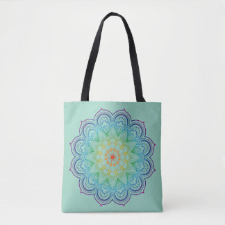 Rainbow mandala tote bag