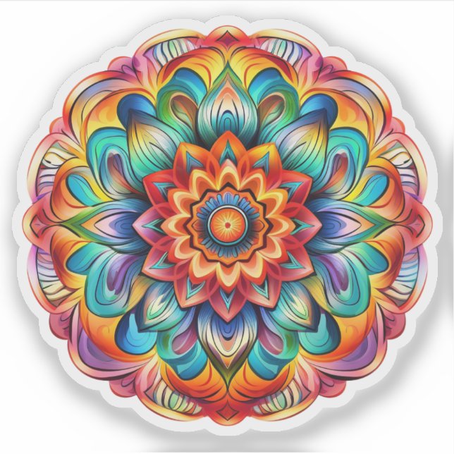Rainbow Mandala vinyl sticker (Front)