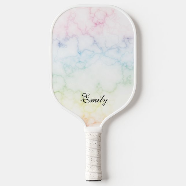 Rainbow Marble Pattern Pickleball Paddle (Front)
