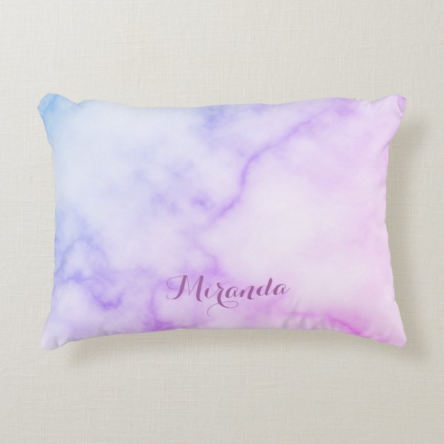 Rainbow Marble Pattern with Personalised Name Decorative Cushion (Front)