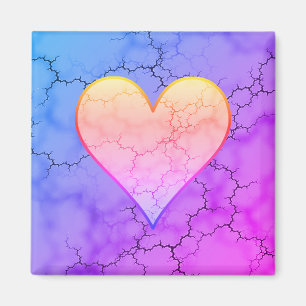 Rainbow Marbled Heart Magnet