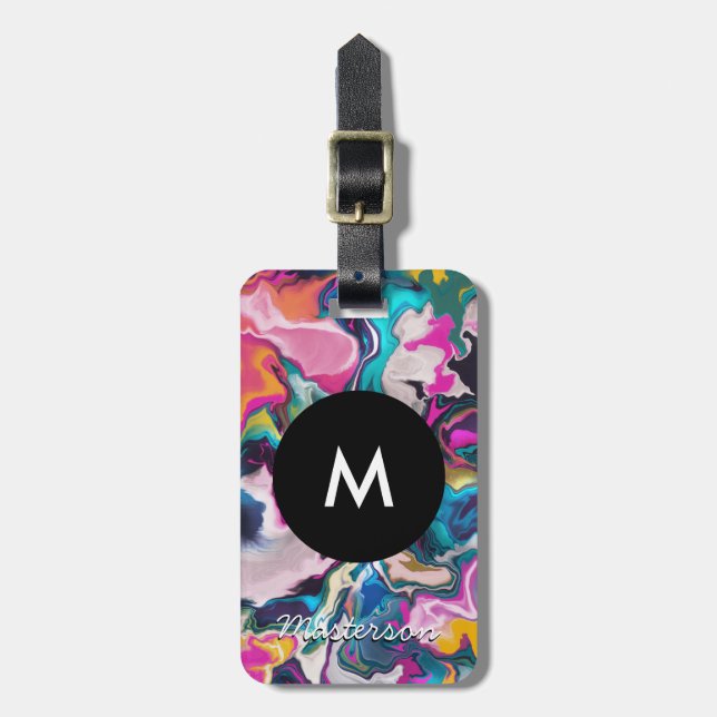 Rainbow Marbling Luggage Tag (Front Vertical)
