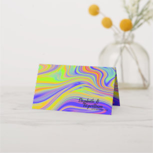 Rainbow Marbling Place Card or Escort Card