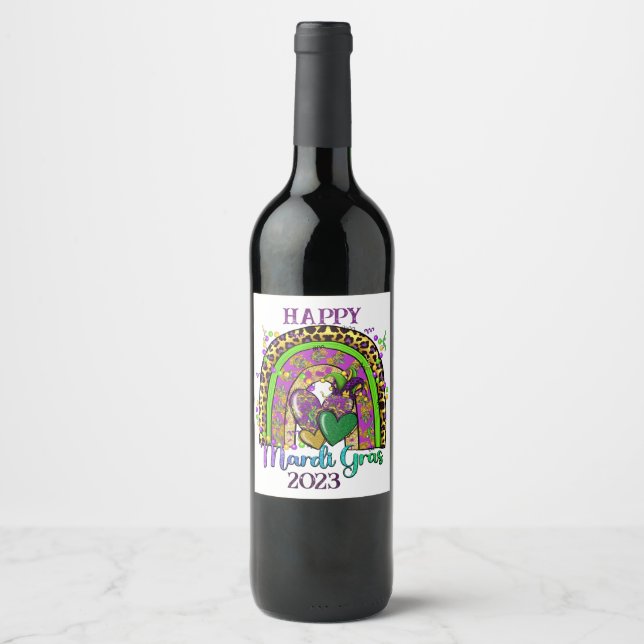 Rainbow Mardi Gras Wine Label (Front)