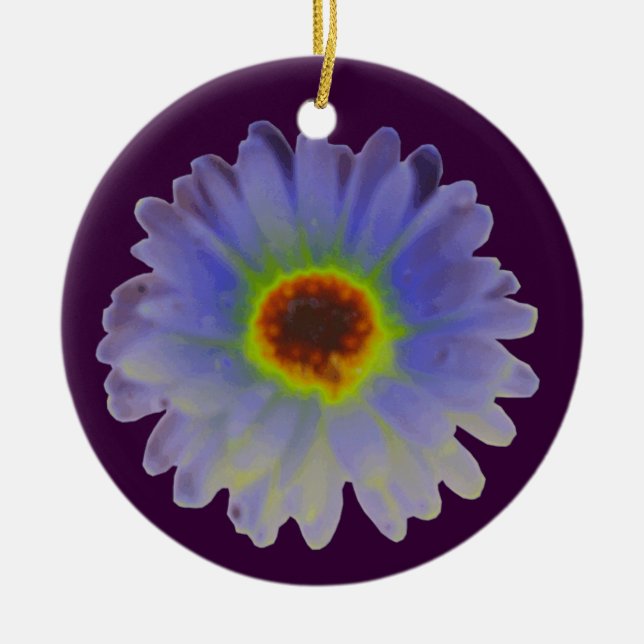 Rainbow Marigold Custom Birthday Pendant Ceramic Tree Decoration (Front)