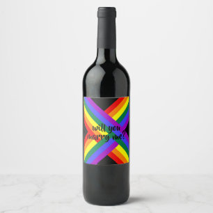 rainbow marry me wine label