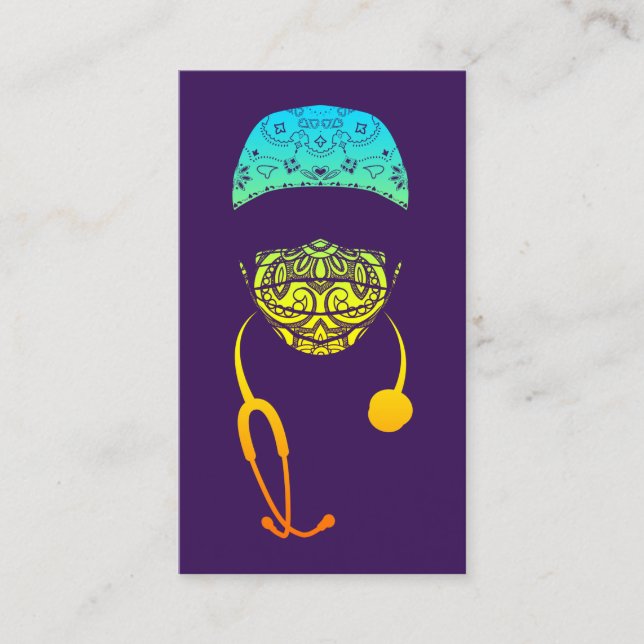 rainbow masked in paisley business card (Front)