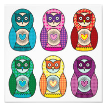Rainbow Matryoshka Owls Poster