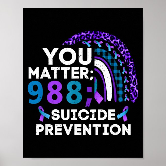 Rainbow Matter 988 Prevention Awareness Ribbon Poster (Front)