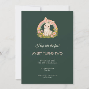 Rainbow Meadow Bunny Birthday Invitation