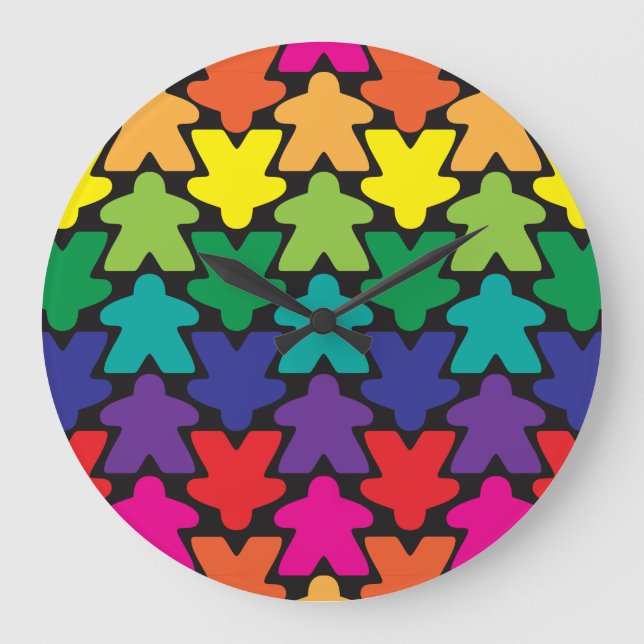 Rainbow Meeple Clock (Front)