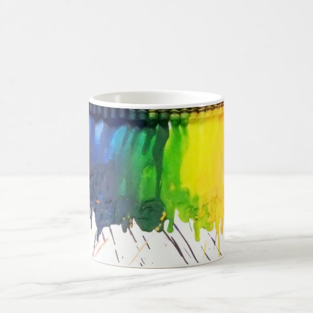 Rainbow melted crayon art artist coffee mug (Center)