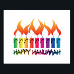 Rainbow Menorah Hanukkah Greeting Poster<br><div class="desc">Contemporary styled rainbow menorah candelabrum used to celebrate the Jewish holiday Hanukkah,  also known as the Festival of Lights.</div>