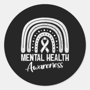 Rainbow Mental Health Awareness Month 2025 Green R Classic Round Sticker