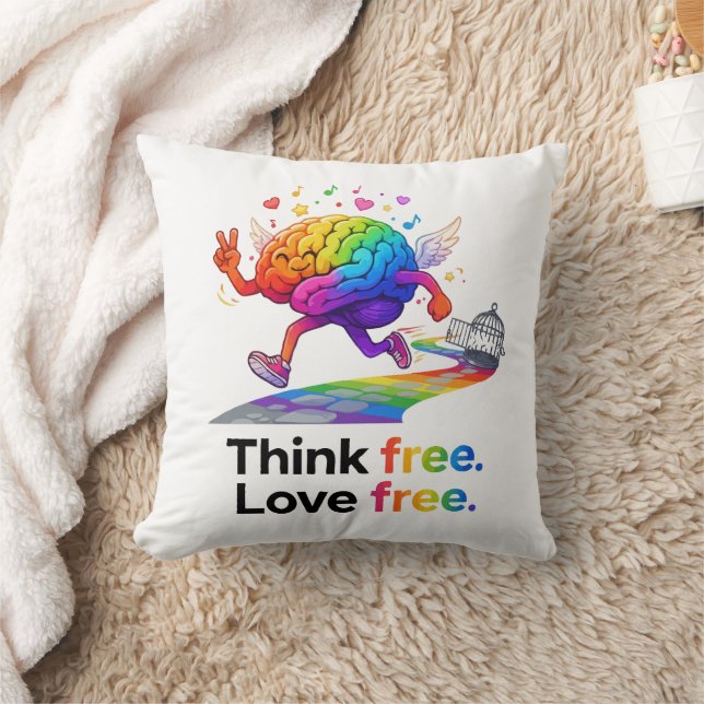Rainbow Mental Health Freedom Brain Illustration Cushion (Blanket)
