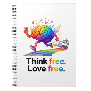 Rainbow Mental Health Freedom Brain Illustration Notebook