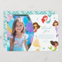 Rainbow Mermaid Birthday Thank You Card