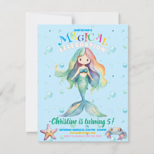 Rainbow Mermaid Flat Card