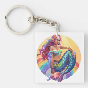 Rainbow Mermaid Key Ring
