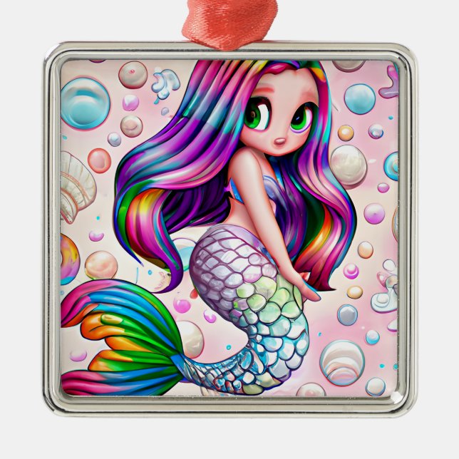 Rainbow Mermaid    Metal Tree Decoration (Front)