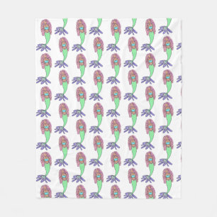 rainbow mermaid pink blue purple green black curly fleece blanket