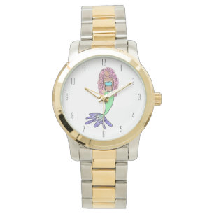 rainbow mermaid pink blue purple green black curly watch
