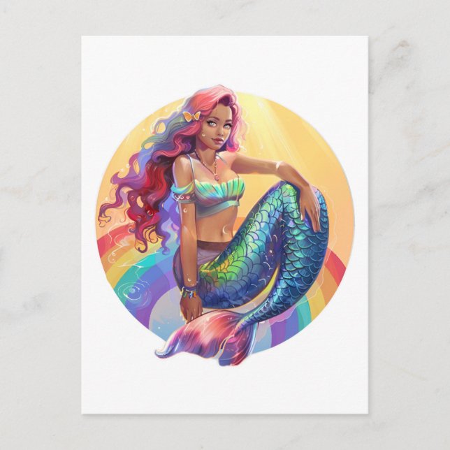 Rainbow Mermaid Postcard (Front)