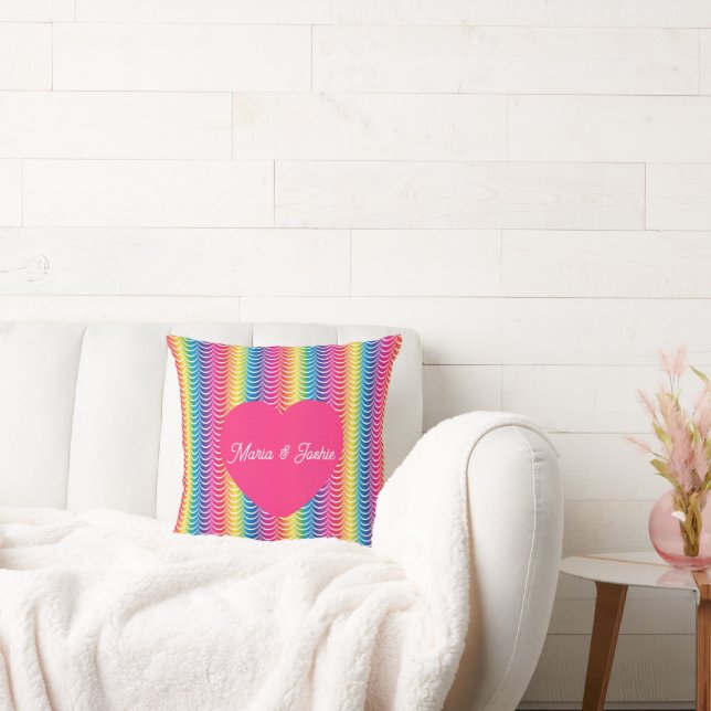 Rainbow Mermaid Pride Heart Cushion (Couch)