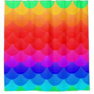 rainbow mermaid scales ombre shower curtain