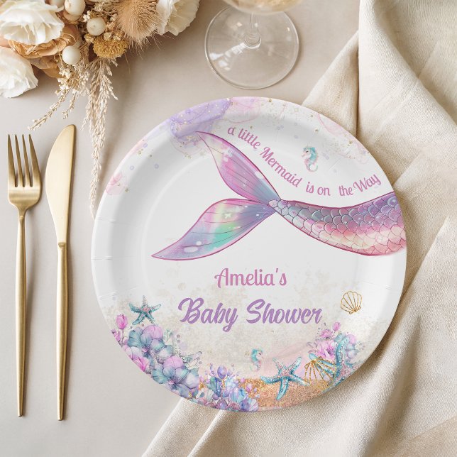 Rainbow Mermaid Tail Undersea Girl Party Paper Plate (Creator Uploaded)