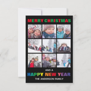 Rainbow Merry Christmas Collage-3x5 Christmas Card