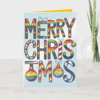 Rainbow Merry Christmas Fun Elegant Gay Christmas