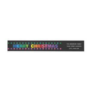 Rainbow Merry Christmas -Long Return Address Label