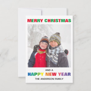Rainbow Merry Christmas Photo - 3x5 Christmas Card