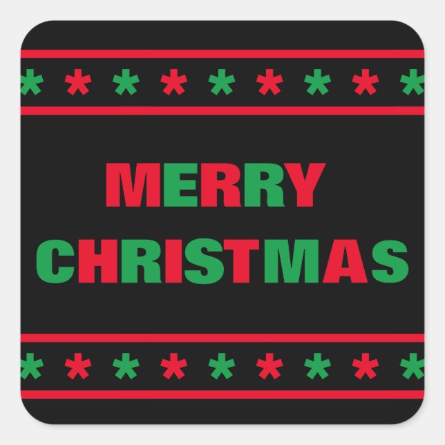 Rainbow Merry Christmas - Square Sticker (Front)
