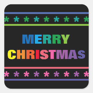 Rainbow Merry Christmas - Square Sticker