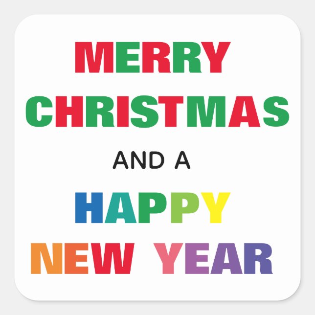 Rainbow Merry Christmas - Square Sticker (Front)