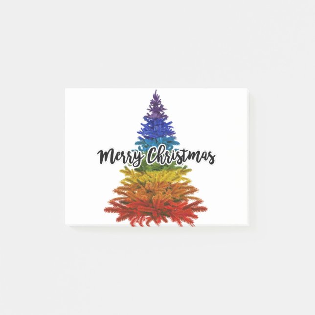 rainbow merry christmas tree post-it notes (Front)