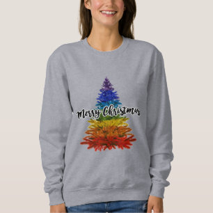 rainbow merry christmas tree sweatshirt