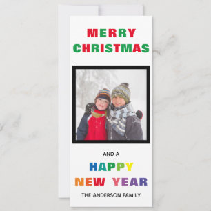 Rainbow Merry Christmas - Vertical Christmas Card