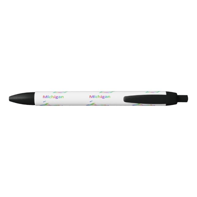 Rainbow Michigan map Black Ink Pen (Back)